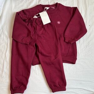 Zara Kids Maroon Sweatshirt and Jogger Set